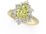 Yellow gold Fancy Yellow Pear  Cut Diamond Floral Halo Pave Band with Prong Setting_38