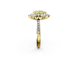 Yellow gold Fancy Yellow Pear  Cut Diamond Floral Halo Pave Band with Prong Setting_39