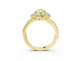 Yellow gold Fancy Yellow Pear  Cut Diamond Floral Halo Pave Band with Prong Setting_40