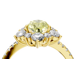 Yellow gold Fancy Yellow Pear  Cut Diamond Floral Halo Pave Band with Prong Setting_41
