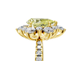 Yellow gold Fancy Yellow Pear  Cut Diamond Floral Halo Pave Band with Prong Setting_42