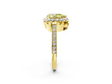 Yellow gold Fancy Yellow Pear Cut Diamond Floral Halo Ring with Pavé Band and Prong Setting_5