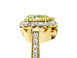 Yellow gold Fancy Yellow Pear Cut Diamond Floral Halo Ring with Pavé Band and Prong Setting_8
