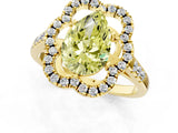 Yellow gold Fancy Yellow Pear Cut Diamond Floral Halo Split Shank Prong Setting Ring_1