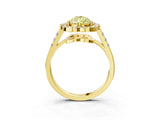 Yellow gold Fancy Yellow Pear Cut Diamond Floral Halo Split Shank Prong Setting Ring_3