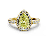 Yellow gold Fancy Yellow Pear Cut Diamond Halo Engagement Ring with Pavé Band and Prong Setting_27