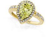 Yellow gold Fancy Yellow Pear Cut Diamond Halo Engagement Ring with Pavé Band and Prong Setting_28