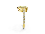 Yellow gold Fancy Yellow Pear Cut Diamond Halo Engagement Ring with Pavé Band and Prong Setting_29