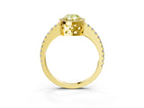 Yellow gold Fancy Yellow Pear Cut Diamond Halo Engagement Ring with Pavé Band and Prong Setting_30