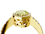 Yellow gold Fancy Yellow Pear Cut Diamond Halo Engagement Ring with Pavé Band and Prong Setting_31