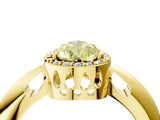 Yellow gold Fancy Yellow Pear  Cut Diamond Halo Engagement Ring with Split Shank and Four-Prong Setting_94