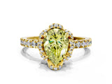 Yellow gold Fancy Yellow Pear Cut Diamond Halo Pave Band with Four-Prong Setting_3