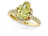 Yellow gold Fancy Yellow Pear Cut Diamond Halo Pave Band with Four-Prong Setting_4