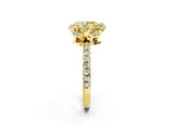 Yellow gold Fancy Yellow Pear Cut Diamond Halo Pave Band with Four-Prong Setting_5