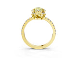 Yellow gold Fancy Yellow Pear Cut Diamond Halo Pave Band with Four-Prong Setting_6