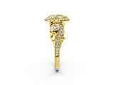 Yellow gold Fancy Yellow Pear Cut Diamond Halo Ring with Milgrain Pavé Band and Four-Prong Setting_55