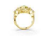 Yellow gold Fancy Yellow Pear Cut Diamond Halo Ring with Pavé Band and Four-Prong Setting_70