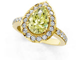 Yellow gold Fancy Yellow Pear Cut Diamond Halo Ring with Pavé Band and Prong Setting_1