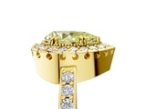 Yellow gold Fancy Yellow Pear Cut Diamond Halo Ring with Pavé Band and Prong Setting_5