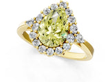 Yellow gold Fancy Yellow Pear Cut Diamond Halo Ring with Pear Side Stones and Prong Setting_64