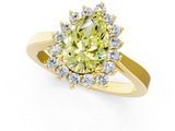 Yellow gold Fancy Yellow Pear  Cut Diamond Halo Ring with Round Brilliant Halo and Solitaire Band_86