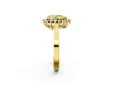 Yellow gold Fancy Yellow Pear  Cut Diamond Halo Ring with Round Brilliant Halo and Solitaire Band_87