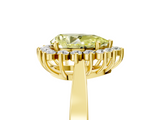 Yellow gold Fancy Yellow Pear  Cut Diamond Halo Ring with Round Brilliant Halo and Solitaire Band_90