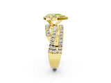 Yellow gold Fancy Yellow Pear Cut Diamond Halo Ring with Round Split Shank and Prong Setting_38