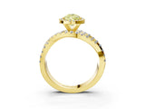 Yellow gold Fancy Yellow Pear Cut Diamond Halo Ring with Round Split Shank and Prong Setting_39