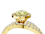 Yellow gold Fancy Yellow Pear Cut Diamond Halo Ring with Round Split Shank and Prong Setting_40