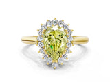 Yellow gold Fancy Yellow Pear  Cut Diamond Halo Ring with Solitaire Band and Prong Setting_53