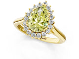Yellow gold Fancy Yellow Pear  Cut Diamond Halo Ring with Solitaire Band and Prong Setting_54