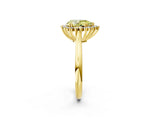 Yellow gold Fancy Yellow Pear  Cut Diamond Halo Ring with Solitaire Band and Prong Setting_55