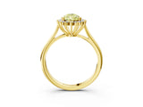 Yellow gold Fancy Yellow Pear  Cut Diamond Halo Ring with Solitaire Band and Prong Setting_56
