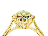 Yellow gold Fancy Yellow Pear  Cut Diamond Halo Ring with Solitaire Band and Prong Setting_57