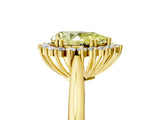 Yellow gold Fancy Yellow Pear  Cut Diamond Halo Ring with Solitaire Band and Prong Setting_58