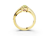 Yellow gold Fancy Yellow Pear Cut Diamond Halo Ring with Split Shank Pavé Band and Four-Prong Setting_3