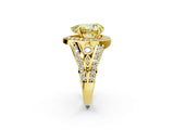 Yellow gold Fancy Yellow Pear Cut Diamond Halo Ring with Split Shank and Bezel Accents and Four-Prong Setting_2