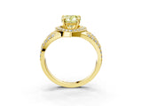 Yellow gold Fancy Yellow Pear Cut Diamond Halo Ring with Split Shank and Bezel Accents and Four-Prong Setting_3