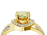 Yellow gold Fancy Yellow Pear Cut Diamond Halo Ring with Split Shank and Bezel Accents and Four-Prong Setting_4