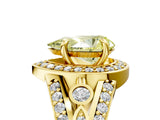 Yellow gold Fancy Yellow Pear Cut Diamond Halo Ring with Split Shank and Bezel Accents and Four-Prong Setting_5