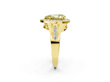 Yellow gold Fancy Yellow Pear Cut Diamond Halo Ring with Split Shank and Bezel Accents and Prong Setting_2