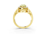 Yellow gold Fancy Yellow Pear Cut Diamond Halo Ring with Split Shank and Bezel Accents and Prong Setting_3