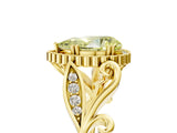 Yellow gold Fancy Yellow Pear Cut Diamond Halo Ring with Vintage Split Shank and Four-Prong Setting_42