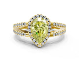 Yellow gold Fancy Yellow Pear Cut Diamond Halo Split Shank Engagement Ring_39