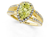 Yellow gold Fancy Yellow Pear Cut Diamond Halo Split Shank Engagement Ring_40