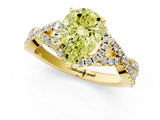 Yellow gold Fancy Yellow Pear Cut Diamond  Halo Twist Band Solitaire Prong Setting Ring_13