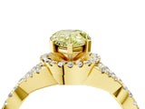 Yellow gold Fancy Yellow Pear Cut Diamond  Halo Twist Band Solitaire Prong Setting Ring_16