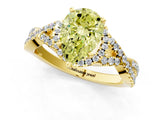 Yellow gold Fancy Yellow Pear Cut Diamond  Halo Twist Band Solitaire Prong Setting Ring_43