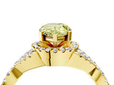 Yellow gold Fancy Yellow Pear Cut Diamond  Halo Twist Band Solitaire Prong Setting Ring_46
